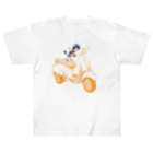 N谷スタジオのチワワのすっちゃんバイクに乗る ヘビーウェイトTシャツ