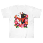 OSORAの花束と猫たち ヘビーウェイトTシャツ