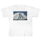 下田村の冠雪した富士山_003 ヘビーウェイトTシャツ