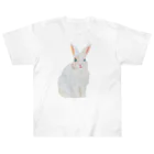 rabbit loverのフワフワうさぎ（白） ヘビーウェイトTシャツ