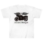 バイクは楽しいのバイクに乗ろうぜ！1（黒シルエット） Heavyweight T-Shirt