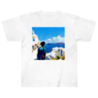 midjourney_travelerのサントリーニ島 ヘビーウェイトTシャツ