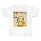 KIYOKA88WONDERLANDの音楽好きねこちゃん Music Kitty ヘビーウェイトTシャツ