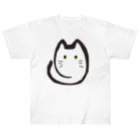 ざわざわするみつばのゆる線黒にゃんこ ヘビーウェイトTシャツ