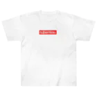 tom-pigeonの(スモールロゴ)極度スライドWHITE-RED ヘビーウェイトTシャツ