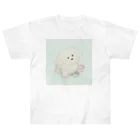 みにゆん　ねこのバラの花とかわいい子犬~ ヘビーウェイトTシャツ