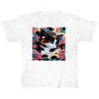 マッケンデジタルワールドの葛飾猫斎　猫名黒雪　浮世絵lofiアートパンクシティ　かわいいねこ Heavyweight T-Shirt