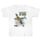 Atelier Nyaoの戦闘機_BF109Eメッサーシュミット_ガーランド機 ヘビーウェイトTシャツ