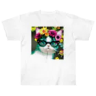 Connect Art SUZURI STOREのConnect Art 002 Cat Heavyweight T-Shirt