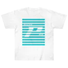 しろくろぷぅじぃのボーダー（しろぷぅ）青系 Heavyweight T-Shirt