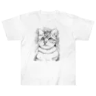 greetenのアート猫　モノクロ　 Heavyweight T-Shirt