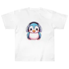 Vasetti_pressのヘッドホンを付けているペンギン ヘビーウェイトTシャツ