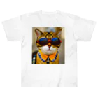 幻想的で創造的の猫にサングラス ヘビーウェイトTシャツ