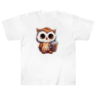 Vasetti_pressのフクロウとコーヒー ヘビーウェイトTシャツ