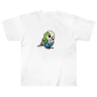 朱音琴音のドット絵のインコ２ ヘビーウェイトTシャツ