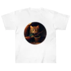 blue_7777　まねきねこショップの土管に住み着いた野良猫 ヘビーウェイトTシャツ