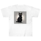 RealJapanishの黒猫 ヘビーウェイトTシャツ