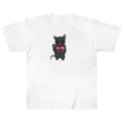 黒猫にゃにゃは七宇@繊細さんに優しい波動フィーリング鑑定士のかけがえのない相棒のインテリにゃにゃ ヘビーウェイトTシャツ