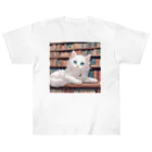 yoiyononakaの図書室の番猫03 ヘビーウェイトTシャツ