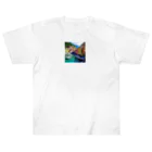 KSK SHOPの絵画のようなチンクエテッレの風景 Heavyweight T-Shirt