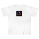 umakoiの火が灯る蝋燭とハロウィンカボチャのドット絵 Heavyweight T-Shirt