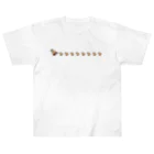 naturaloopのドット絵カルガモ親子の行列 ヘビーウェイトTシャツ