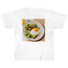 わくわく315-SHOPの目玉焼きとサラダのプレート風アート Heavyweight T-Shirt