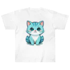 もふもふデザインストアの癒しのブルー猫グッズで、毎日を彩ろう Heavyweight T-Shirt