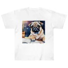 こころやすらぐの水彩子犬　パグ Heavyweight T-Shirt