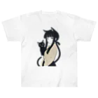 ChamarelliArtの黒猫の少女 Heavyweight T-Shirt