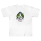 chicodeza by suzuriのカエル好きな女の子 ヘビーウェイトTシャツ