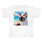 Horizon360のシャム猫のサファイヤ海に輝く Heavyweight T-Shirt