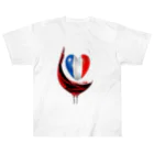 WINE 4 ALLの国旗とグラス：フランス（衣類） Heavyweight T-Shirt