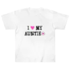 U缶の店のI love my auntie＝アイ ラブ オバ（伯母・伯母） ヘビーウェイトTシャツ