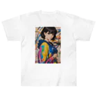 80s pop anime artの彼女はみなぎるエネルギーと魅力を放つ ヘビーウェイトTシャツ