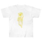 ペッチャリーノ・ヘチマチョフのスタンディング☆ネコ (yellow) ヘビーウェイトTシャツ