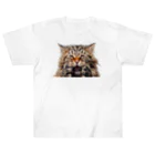 日向ぼっこのずぶ濡れ猫 ヘビーウェイトTシャツ