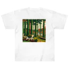 Aoyanicの浮世絵猫野営６ ヘビーウェイトTシャツ