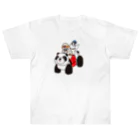 オグチヨーコのパンダカーと鳥さん（キンカチョウ＆カノコスズメ） ヘビーウェイトTシャツ