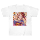 推しの美少女とアイドルのお祭りを楽しむ浴衣美少女 Heavyweight T-Shirt