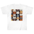 動物ドットのぎっしりぼーっとネコドット Heavyweight T-Shirt