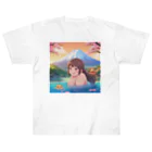 west97の富士山絶景にある露天風呂のかわいい女の子 Heavyweight T-Shirt