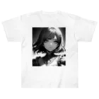 Relaxing Beatsのモノクロ美少女 Heavyweight T-Shirt