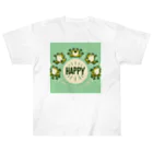 カエルグッズのHAPPYカエル5匹 ヘビーウェイトTシャツ