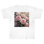 okierazaのペールピンクのバラの花束 ヘビーウェイトTシャツ