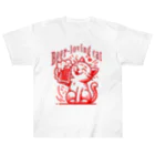 LOVE_BEERのビール大好き猫ちゃん（ビアネコ） Heavyweight T-Shirt