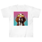 AQUAMETAVERSEのサングラスをかけた、かわいい犬 Marsa 106 ヘビーウェイトTシャツ