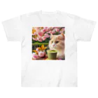 猫と紡ぐ物語の春の訪れを告げる桜満開 Heavyweight T-Shirt