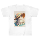 AQUAMETAVERSEの帽子をかぶった可愛い子猫 Marsa 106 ヘビーウェイトTシャツ