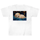 Dog Art Museumの【星降る夜 - トイプードル犬の子犬 No.6】 ヘビーウェイトTシャツ
